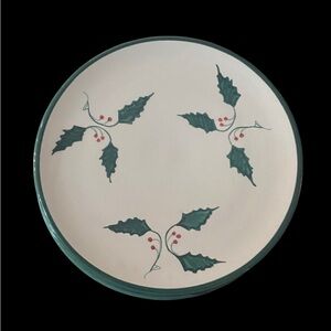 Cost Plus Set of 2 Festive Cake Plate with Holly Design. Spain.